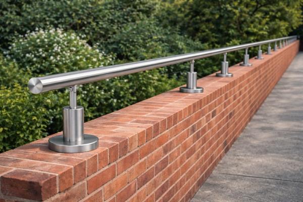 Edelstahl V2A Pfosten H150 mm Brüstungserhöhung Geländer Erhöhung Mauer Brüstung Reling